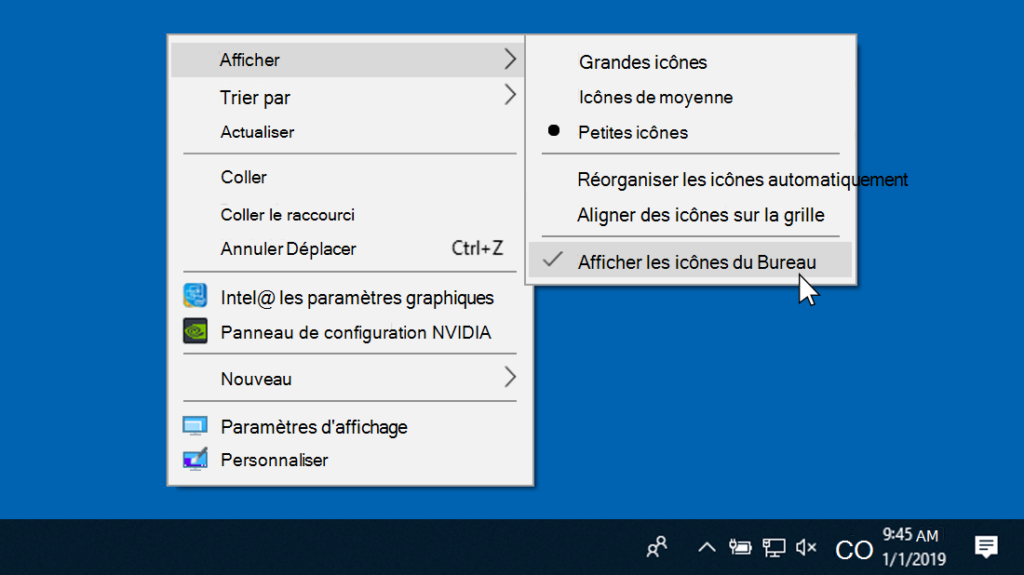 Comment retrouver les Icônes du bureau de Windows qui ont disparu